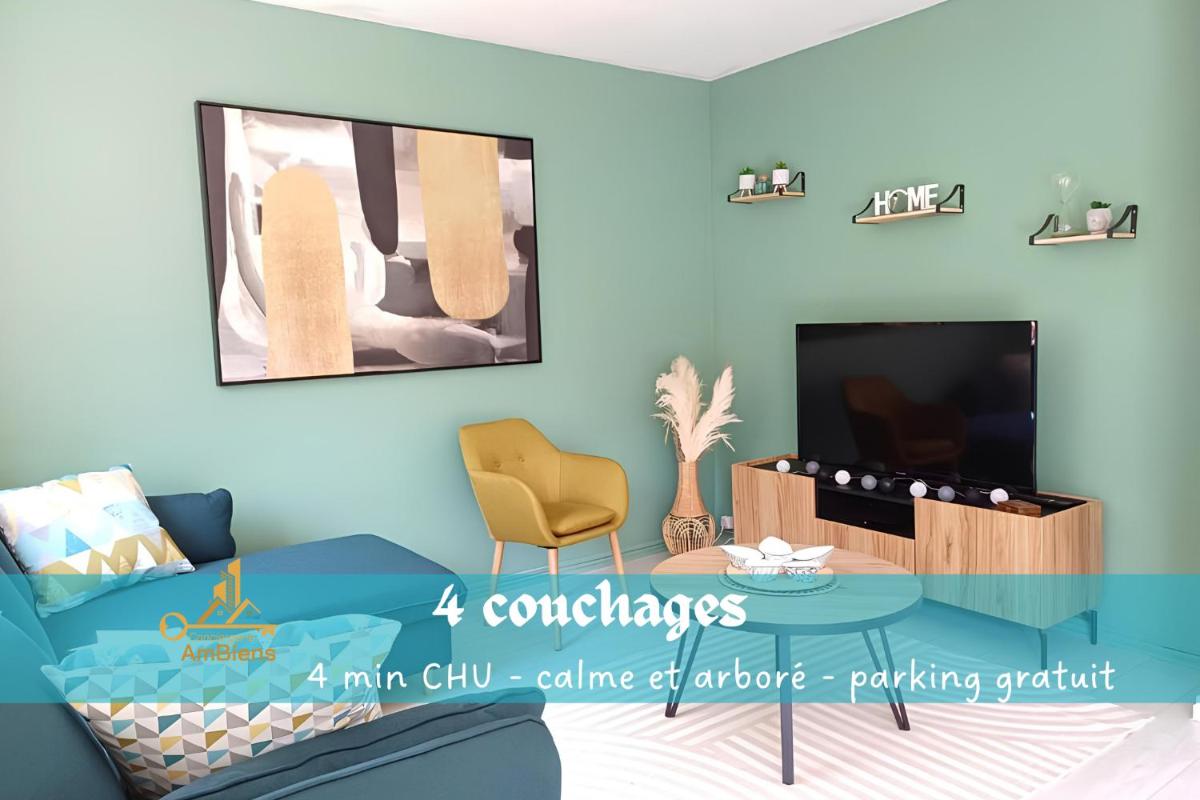 Proche CHU - 4 couchages - Parking gratuit - Local vélo