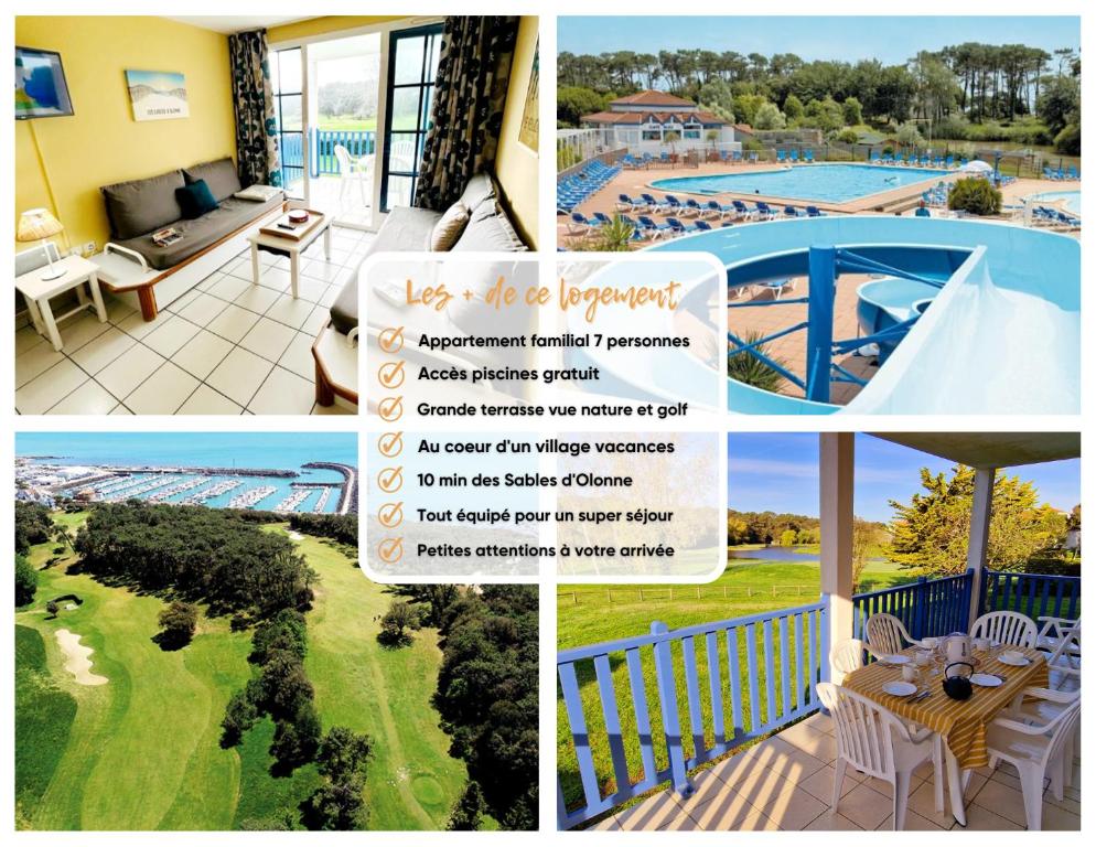 "L'ORÉEOCÉANE" Appartement 7 personnes, village vacances, vue dégagée golf, accès piscines gratuit