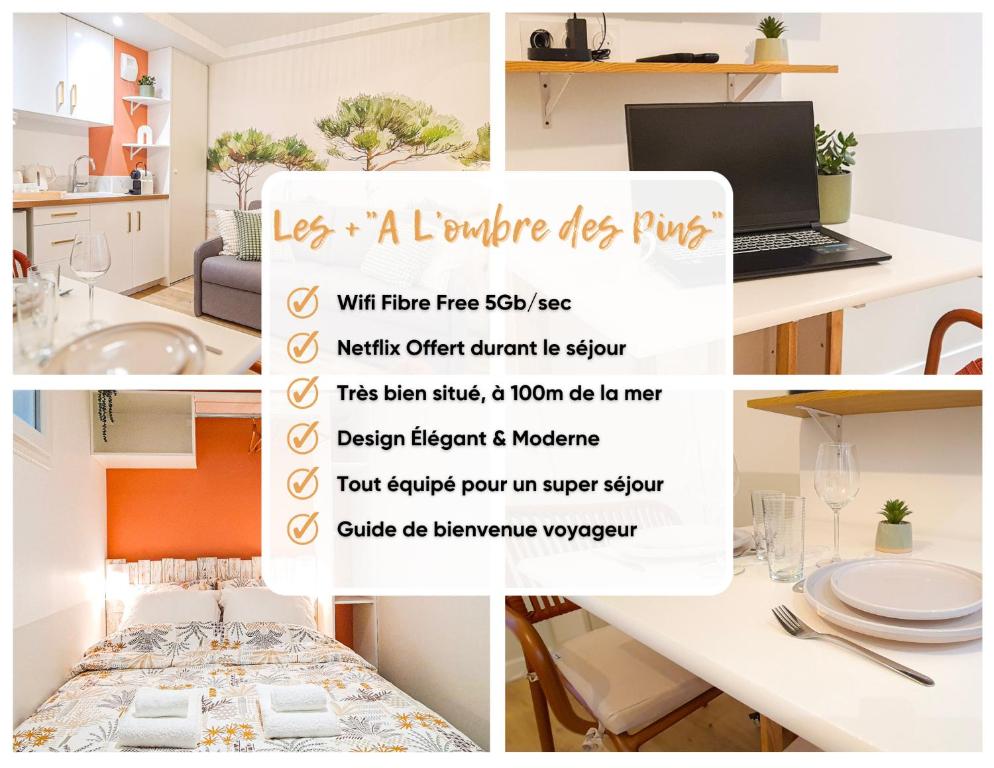 A L'ombre des Pins, Appartement neuf, élégant, Parking gratuit, Netflix, au calme à 100m de l'océan