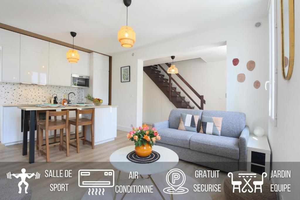 L'Ethnique 7p - Climatisation - Jardin - Parking - Salle de Sport